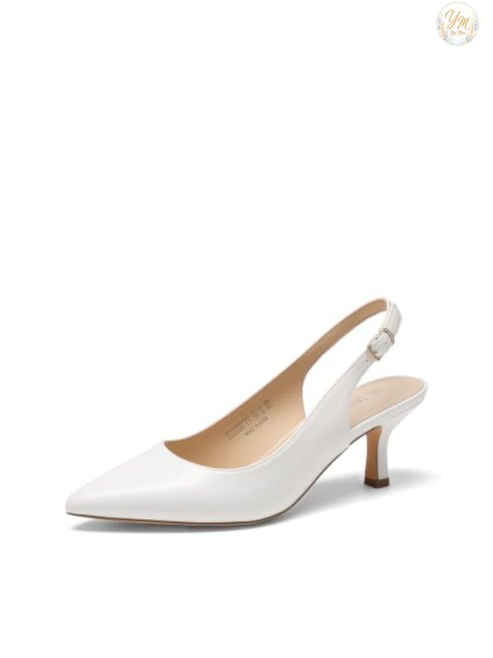 Faux Leather Kitten Heel Slingback Pumps Pointed Toe Dress Shoes for Work
